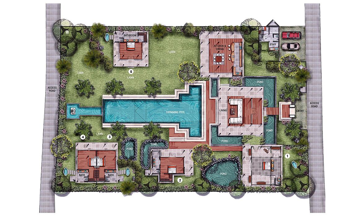Bali Ethnic Villa - Villa Kayu - Floor Plan